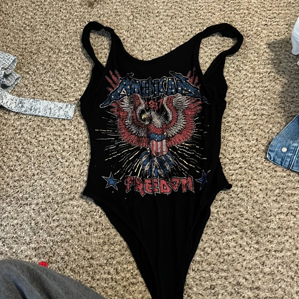 American low back black bodysuit